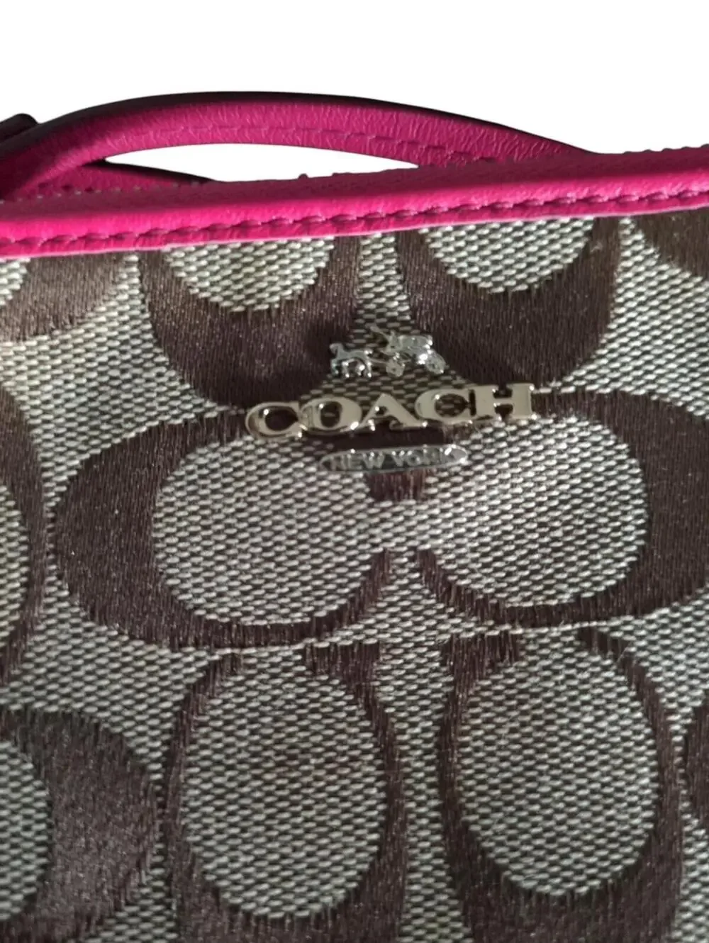 Coach Brown and Pink Signature Wristlet